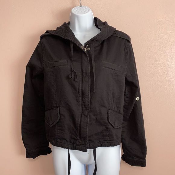 Forever 21 black Los Angeles hooded jacket coat women’s XS - Picture 3 of 6